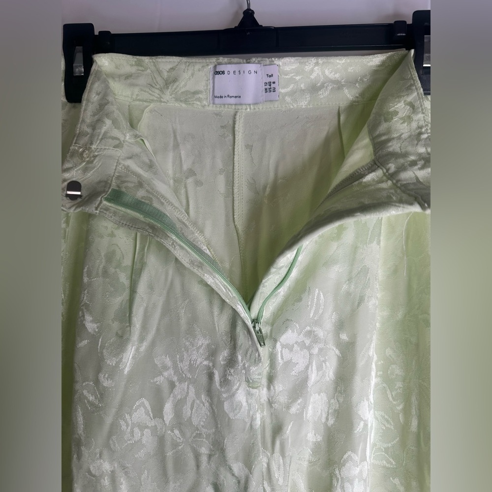 Asos Design Light Green Soft Floral Jacquard Suit 2Piece Coord Matching Set sz8 - Picture 9 of 14